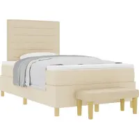 Syfax Lit à ressorts avec coussin Crème 190 x 120 cm tissu