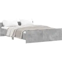 vidaXL Cadre de lit avec tête et pied de lit gris béton 140x190 cm