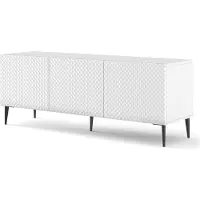 Furnlux Classic FURNLUX Table TV Ravenna C Blanc Et Blanc Brillant Et Noir 150cm / Couleur principale : Blanc / Dimensions : 150 x 56 x 42 cm