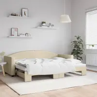 Prolenta Maison Exclusive - Canapé-lit convertible crème 80 x 200 cm en tissu