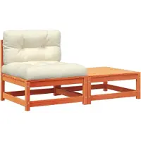 vidaXL Canapé de jardin sans accoudoirs avec coussin et pouf