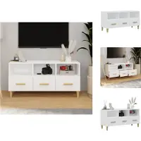 vidaXL Meuble TV Blanc 102x36x50 cm Bois composite - Meuble TV