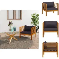 vidaXL Chaise de jardin avec coussins gris foncé bois massif acacia - éléments de canapé de jardin