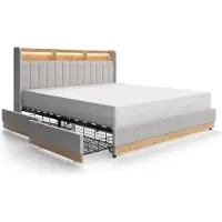 VitaliSpa Lit rembourré Nura Gris 180x200 cm avec 4 tiroirs, Model 51720