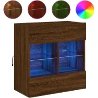 vidaXL Armoire TV murale avec lampes LED brun imitation chêne
