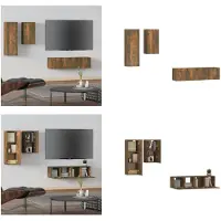 vidaXL 4 pcs. Armoire TV Set chêne fumé bois composite - Ensemble d'armoires TV - Ensemble d'armoires TV - Armoire Hifi