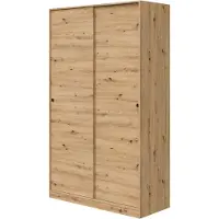 Dmora Adrenalin - Armoire 2 Portes, 120x200h cm Chêne Brun Nœuds, Porte-manteaux
