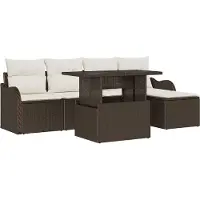 Syfax Ensemble de sièges d'extérieur 6 pc Marron Poly rotin