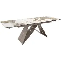 ANGEL CERDA SL Angel Cerdá Table de salle à manger rectangulaire extensible en marbre porcelaine et acier taupe 1114