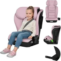Lionelo Siège enfant Neal i-Size 100-150 cm, jusqu'à 12 ans, appui-tête réglable, système de protection latérale supplémentaire, réglage de l'inclinaison du dossier Rose