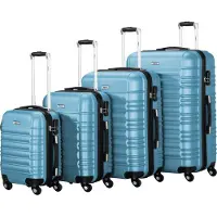 Zelsius Set de 4 valises , bleu acier, valise de voyage en ABS avec serrure à combinaison et séparateur intérieur