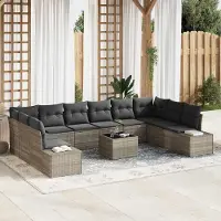 Prolenta Maison Exclusive - Ensemble de canapé de jardin, 11 pièces, gris clair, en résine tressée