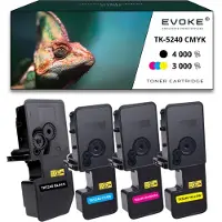 Evoke 4x toner pour Kyocera TK5240K-TK5240B TK5240K CMYK = noir + bleu + rouge + jaune | Remplacement pour M5526cdn P5026cdn P5026cdw M5526cdw