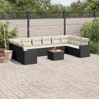 Prolenta Maison Exclusive - Salon de jardin 11 pcs avec coussins noir résine tressée