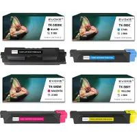 Evoke 4x toner pour Kyocera TK580K-TK580B TK580K CMYK = noir + bleu + rouge + jaune | Remplacement pour P6021 P6021cdn FS-C5150 FS-C5150DN