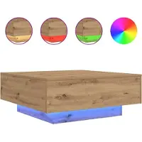 vidaXL Table basse avec éclairage Led Chêne Craft 80X80X31 Cm Lumarko !