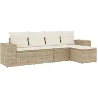 Syfax salon de jardin 5 pièces avec coussins Beige Poly Rattan