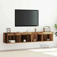 Prolenta Meuble TV exclusif - Ensemble de 2 pièces, fabriqué en bois recyclé et en panneaux de particules