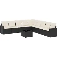 Syfax Salon de jardin 10 pcs avec coussins noir résine tressée