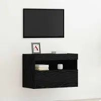 Prolenta Meuble TV mural exclusif - Dimensions : 60 x 30 x 40 cm - Couleur : Noir, imitation chêne