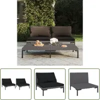 The Living Store Canapés de jardin 2 pcs. avec coussins Poly Rattan semi-circulaire