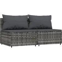 Syfax Canapés centraux de jardin et coussins 2pcs Gris Résine tressée