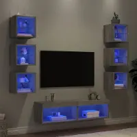Prolenta Maison Exclusive - Unités murales TV avec LED 8 pcs gris sonoma bois d'ingénierie