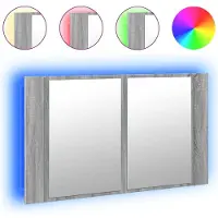 Syfax Armoire de salle de bain à miroir LED sonoma gris 80x12x45 cm