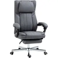 Vinsetto Chaise bureau fauteuil de bureau chaise ergonomique hauteur réglable dossier inclinable accoudoirs repose-pieds et appui-tête siège de bureau à roulettes pivotantes 65x61x105-113cm gris foncé