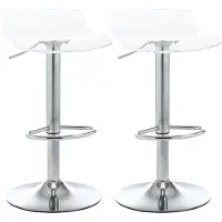 HOMCOM Lot de 2 tabourets de bar design contemporain assise acrylique et piètement métal - pivotant 360° - hauteur réglable avec repose-pieds - transparent