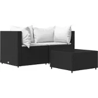 Syfax Salon de jardin 3 pcs avec coussins Noir Résine tressée