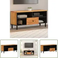 The Living Store Meuble TV 100x33x46 cm bois massif acacia