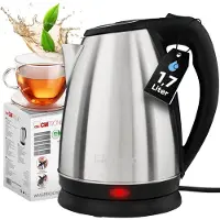 Clatronic 264034 Bouilloire WKS 3830, sans fil, 1,7 L, acier inoxydable