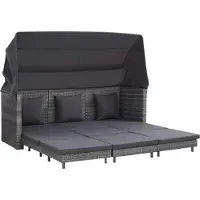 Syfax Canapé-lit extensible 3 places avec toit Résine tressée Gris