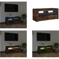 vidaXL Armoire TV avec lampes LED chêne fumé 90x35x40 cm - Armoire TV - Pied TV - Armoire média