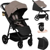 Lionelo Buggy MIRA jusqu'à 22 kg, Roues pivotantes 360°, Filtre UPF50+, Capote étanche XXL Beige