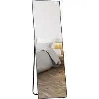 HOMCOM Grand miroir pleine longueur rectangulaire, 50 x 160 cm - miroir sur pied, mural ou pocé contre mur - pour chambre à coucher, salon et dressing, noir