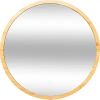 5 Five Miroir de salle de bain avec rétro-éclairage LED, cadre en bambou, Ø 57 cm