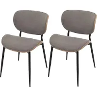 Mendler Lot de 2 chaises de salle à manger HWC-O45, bois courbé tissu (370g/m²) Öko-Tex MVG-certifié naturel, gris clair