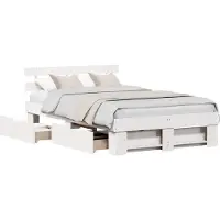 Syfax Cadre de lit avec tête de lit Blanc 140 x 190 cm Pin massif