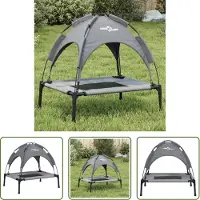 The Living Store Lit pour chien avec toit Anthracite Tissu Oxford et acier