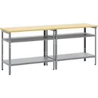 Syfax Ensemble d'établi 2 pcs Beige et gris 200 x 55 x 85 cm