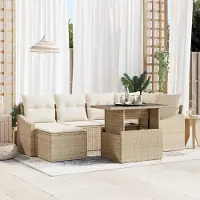 Prolenta Maison Exclusive - Ensemble de canapé de jardin, 7 pièces. Rotin synthétique beige et crème
