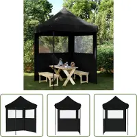 The Living Store Tente de réception Pop-Up pliable avec 2 parties latérales Noir