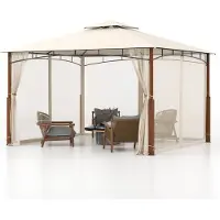 Costway Pavillon 3,6x3m avec double toit & moustiquaire, étanche, stable, tente de réception résistante à l'hiver