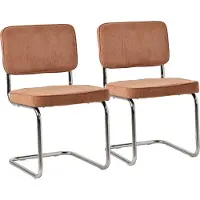 Happy Garden Lot de 2 chaises cantilever en velours côtelé terracotta MARIA