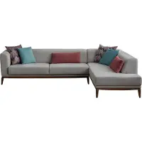 AEA Graues Ecksofa L-Form Wohnlandschaft Wohnzimmer Couchen Luxus Sofas