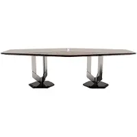 Casa Padrino Luxus Designer Esstisch Schwarz / Braun / Silber 250 x 116 x H. 78 cm - Meubles de luxe - Meubles design - Meubles de salle à manger - Meubles d'hôtel - Qualité de luxe