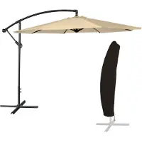 Happy Garden Parasol Déporté Oahu Rond 3,50m De Diamètre Beige + Housse