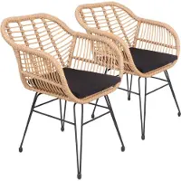 Happy Garden Lot de 2 fauteuils en rotin synthétique avec coussins CINTA